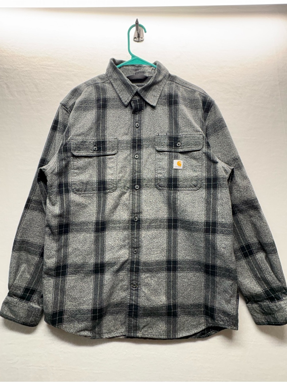 Carhartt Black and Gray Plaid Work Shirt Jacket